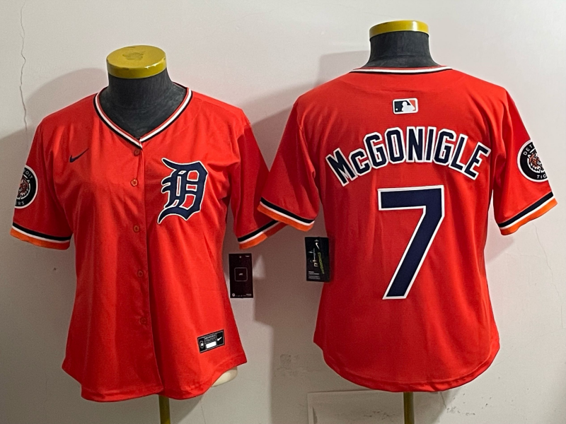 women Detroit Tigers #7 McGonigle orange Nike 2026 MLB Jersey 0404004->women mlb jersey->Women Jersey
